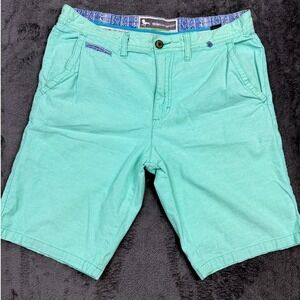 Modern Amusement Mens Aqua Mint Green Chino Shorts Size 32 Flat Front Casual